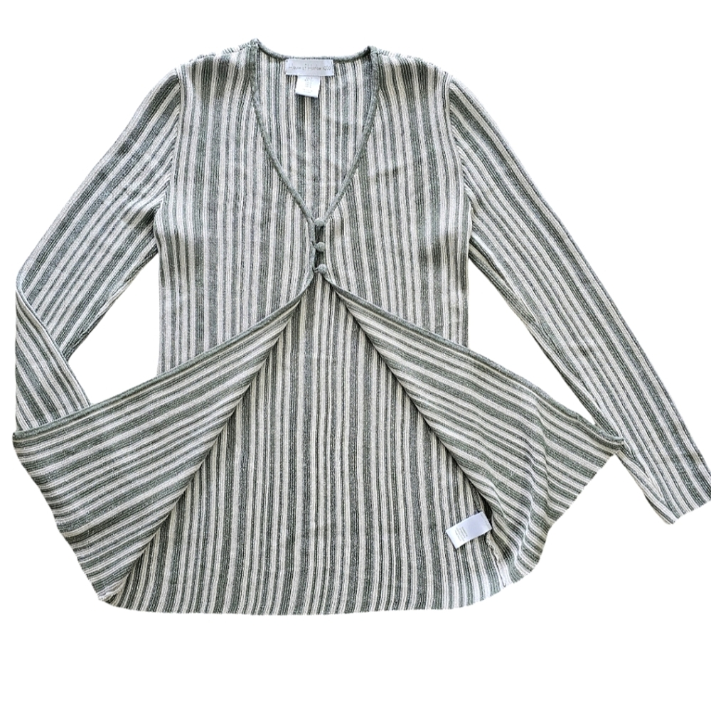 House of Harlow 1960 Revolve Y2K Metallic Green Striped Cardigan Fairy Small